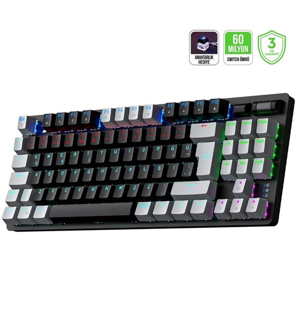 GamePower Eva 5 60M Mekanik Red Switch Türkçe Q 88 Tuş USB Gaming Klavye - 3 Yıl Garantili