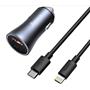 BASEUS Golden Connector Pro U+C 40W Type-C to Lightning Kablo Setli Araç İçi Şarj Cihazı Koyu Gri