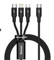 Baseus CAMLT-SC01 20W 1,5m Rapid 3in1 Şarj Kablosu Siyah