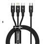 Baseus CAMLT-SC01 20W 1,5m Rapid 3in1 Şarj Kablosu Siyah