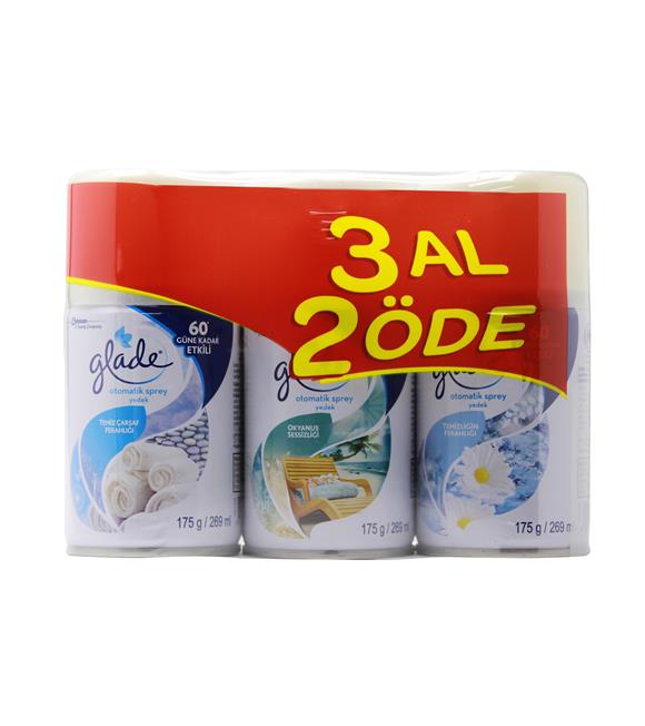 Glade Sprey Temiz Çar+Okyanus+Temizliğin Ferahlığı 3al2öde 3 adet