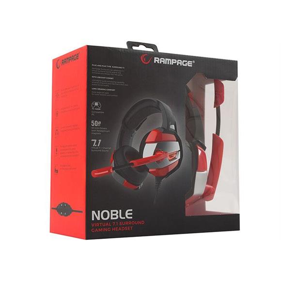 Rampage RM-K5 Noble Siyah Kırmızı 7.1 Surround Sound System Usb Mikrofonlu Oyuncu Kulaklığı