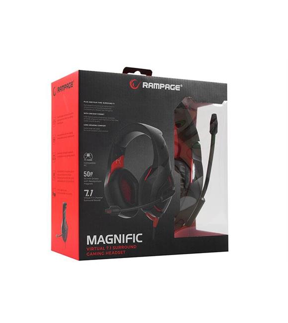 Rampage RM-K7 Magnıfıc Siyah Kırmızı 7.1 Surround Sound System Usb Mikrofonlu Oyuncu Kulaklığ