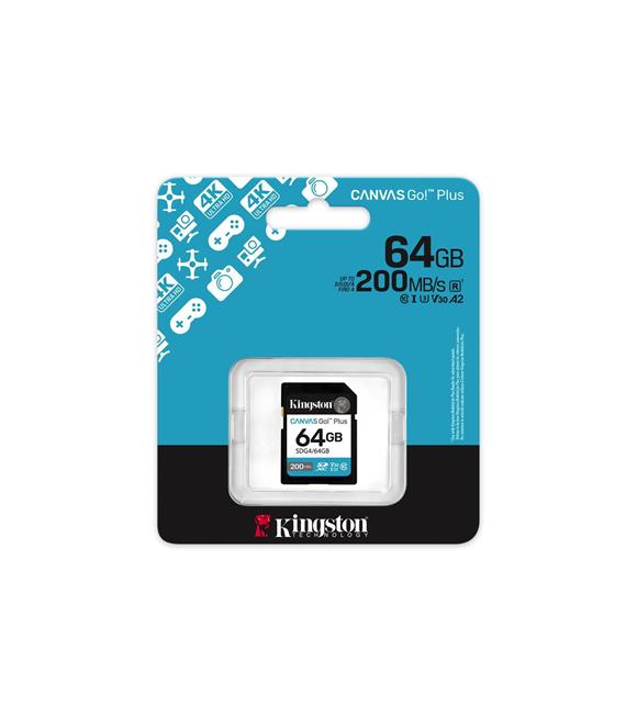 Kingston SDG4-64GB 64GB SDXC Canvas Go Plus Gen4 200MB-s C10 UHS-I U3 V30 Hafıza Kartı