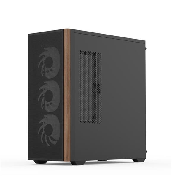 Aerocool AE  D501A BK 4x12cm A-RGB Fanlı, Ahşap Ön Panel Temp Cam Yan ve Mesh Ön Panel,USB Type-C