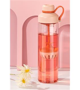 Shotay ST-6637 680ml Süzgeçli Pembe Tritan Matara