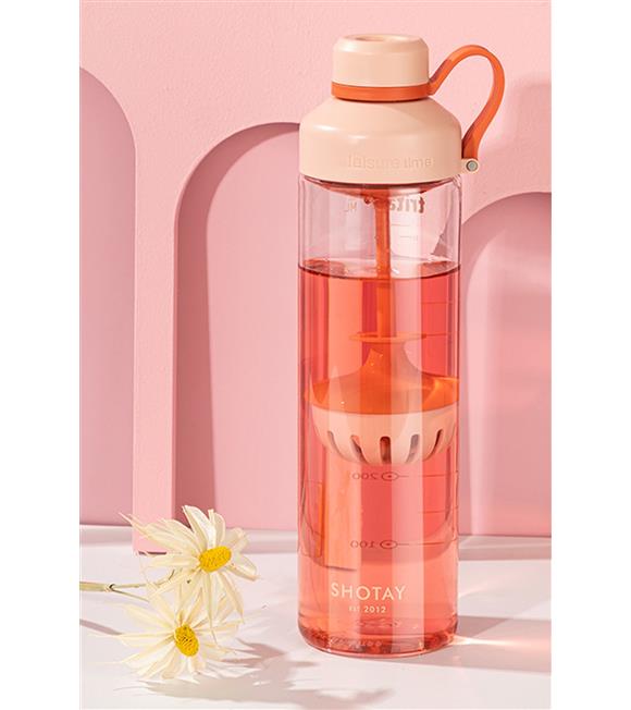 Shotay ST-6637 680ml Süzgeçli Pembe Tritan Matara
