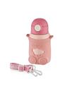 Shotay ST-8816 480ml Askılı Silikon Kılıflı Pipetli Pembe Çelik Matara