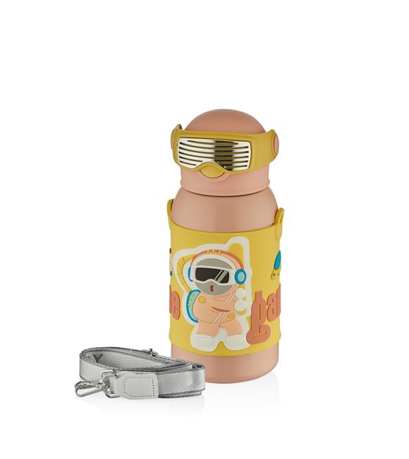 Shotay ST-8812 600ml Askılı Pipetli Pembe Çift Kapak Çelik Matara