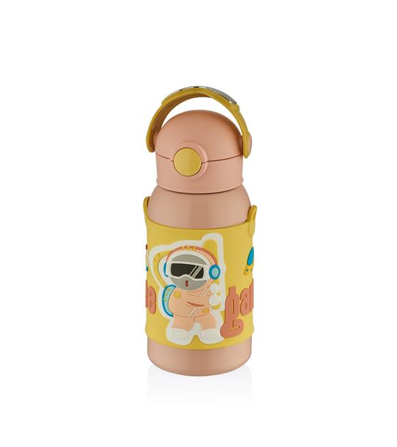 Shotay ST-8812 600ml Askılı Pipetli Pembe Çift Kapak Çelik Matara