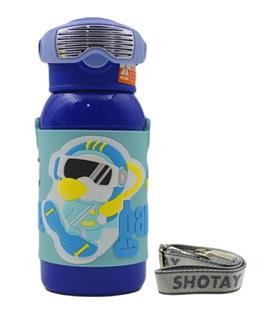 Shotay ST-8812 600ml Askılı Pipetli Mavi Çift Kapak Çelik Matara
