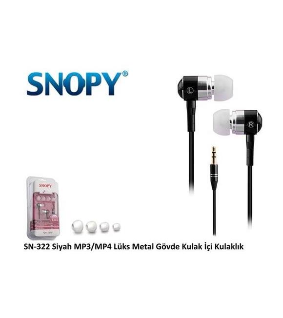 Snopy SN-322 Kulak İçi Kulaklık Siyah Metal Gövde Kulaklık