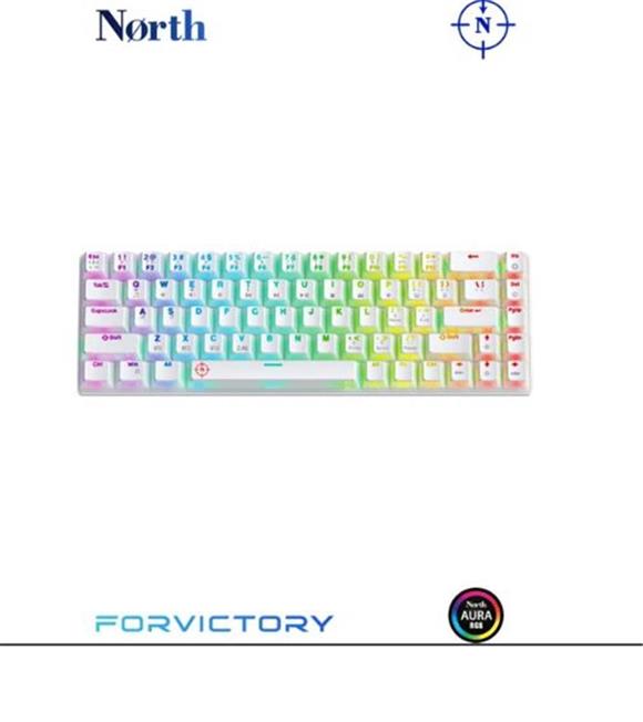 North Odin Pro WL68 LightCore Kablosuz Bluetooth RGB Red Switch Türkçe Beyaz Mekanik Gaming Klavye