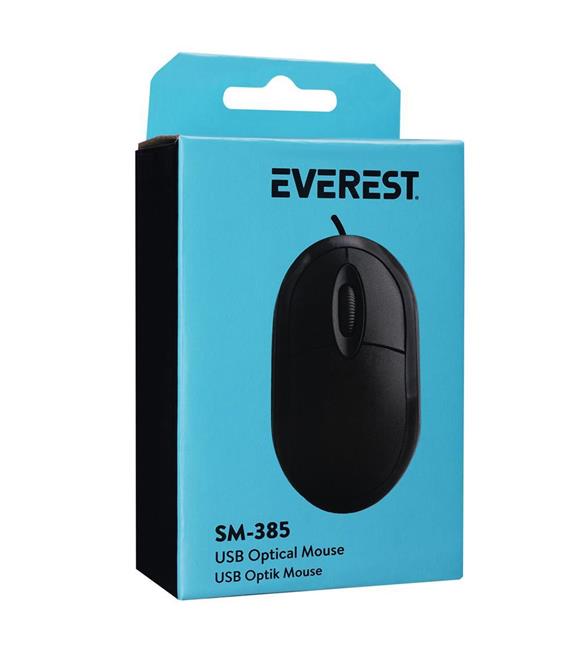 Everest SM-385 K 1.9M Bakır Kablolu USB Siyah 1000dpi Optik Mouse