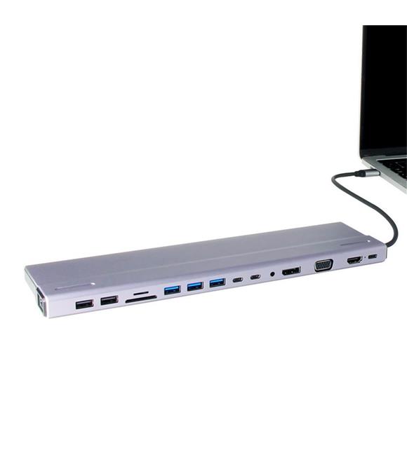 Vcom CU4703 Type-C To USB3.0-3+USB2.0-2+VGA+RJ45+SD+TF+Audio+HDMI+DP+USB-C DATA-2+USB-C Çoklayıcı
