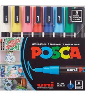 Uni-Ball Posca 0.9-1.3 Su Bazlı Poster Markörü Ana Renk 8 Li PC-3M/8C