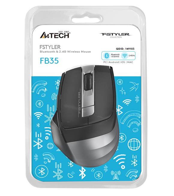 A4 Tech Fb35 Gri Bluetooth+2.4G Nano Kablosuz Optik 2000 Dpi Mouse_1