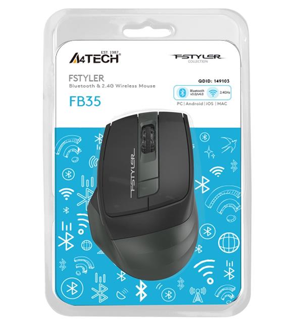 A4 Tech Fb35 Yeşil Bluetooth+2.4G Nano Kablosuz Optik 2000 Dpi Mouse_1