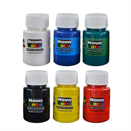 Nova Color Akrilik Boya 6 Renk 30 CC NC-180 Okula Dönüş Kampanyası Boya Gereçleri