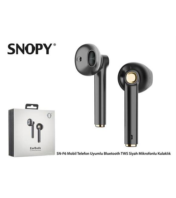 Snopy SN-F6 Siyah Mobil Telefon Uyumlu Bluetooth TWS Mikrofonlu Kulaklık