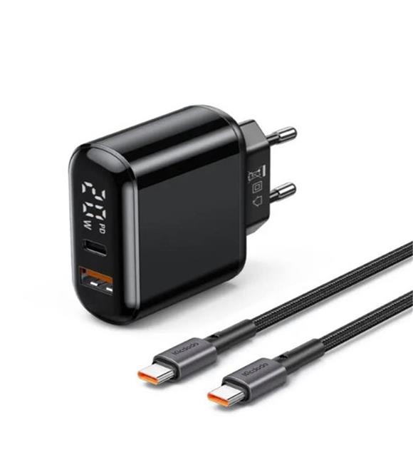 MCDODO CH-7172 PD3 20W 1 USB 1 TYPE-C GİRİŞLİ  ŞARJ ADAPTÖRÜ USB-C TO USB-C -SİYAH