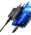 MCDODO CH-1952 20W 1xType-C ve 1xUSB Girişli Şarj Adaptörü + Type-C To iPhone Kablo - Siyah