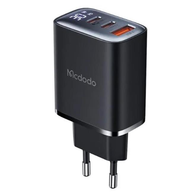 MCDODO CH-2180 30W 2 TYPE-C 1 USB-A GİRİŞLİ DİGİTAL GÖSTERGELİ HIZLI ŞARJ ALETİ- SİYAH