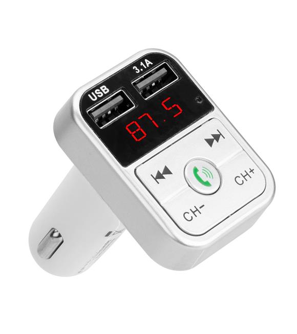 Hytech HY-XCB30 Çift USB 5V 3.1A Led Ekran USB+TF Desteği Gümüş Bluetooth Fm Transmitter