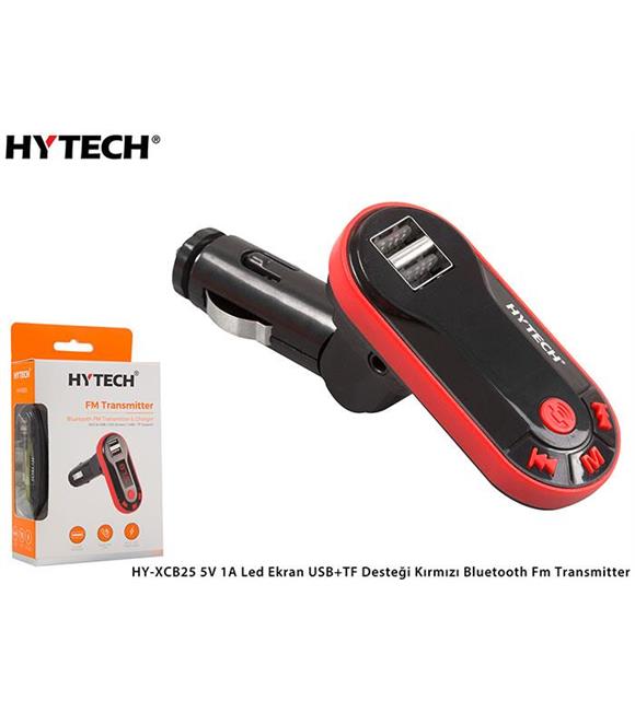 Hytech HY-XCB25 5V 1A Led Ekran USB+TF Desteği Kırmızı Bluetooth Fm Transmitter