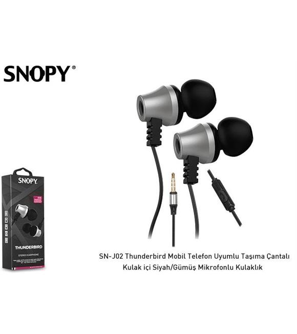 Snopy SN-J02 Siyah Gümüş Kulak İçi Kulaklık Mikrofonlu Kulaklık