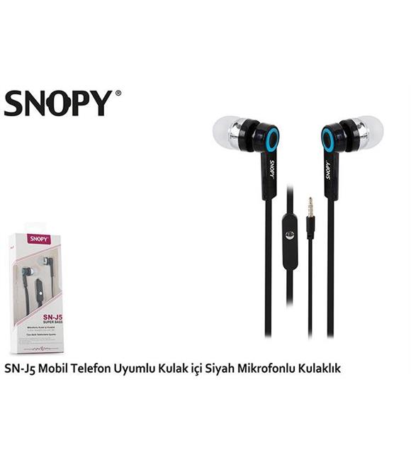 Snopy SN-J5 Mobil Telefon Uyumlu Kulak içi Siyah Mikrofonlu Kulaklık