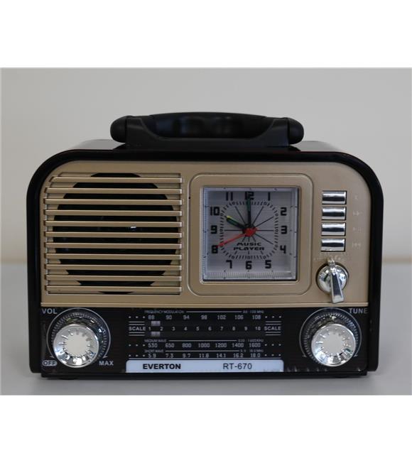 Everton RT-670 Bluetooth Usb-Micro Sd Saatli Nostaljik Radyo_1