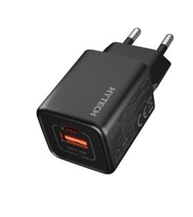 Hytech HY-XEG35 Type USB-C 35W PD + 18W USB QC 3.0 GAN PD-PPS Siyah Hızlı Ev Şarj Adaptörü