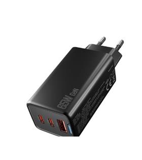Hytech HY-XEG65 2-USB-C + USB-A GAN PD 65W - QC 18W Type PD-PPS Siyah EV-NOTEBOOK Şarj Adaptör