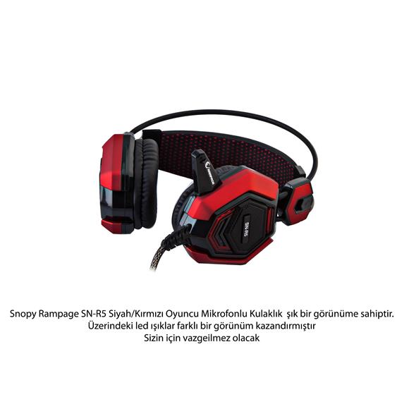 Rampage SN-R5 X-CORE Siyah-kırmızı Oyuncu Mikrofonlu Kulaklık Usb