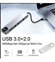 Inca ITPC-7T Type-C Giriş 2XType-C Çoklayıcı RJ-45 HDMI 4K@30 USB 3.0 Çoklayıcı Micro SD Kart