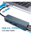 Inca IUTP-03TX Ethernet Usb 3.0+Type-C 3.1 Grişli 000 Mbps 3X3.1Usb Eternet-Çoklayıcı_1)