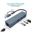 Inca IUTP-03TX Ethernet Usb 3.0+Type-C 3.1 Grişli 000 Mbps 3X3.1Usb Eternet-Çoklayıcı