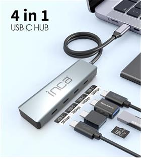 Inca ITPT-4TX 4 Port Type-C 3.1 Veri ile3.1 10 Gbps Type-C Çoklayıcı Kablo uzunluğu 15cm