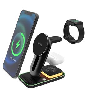 S-link SW-CWF117 Siyah Ayarlanabilir Standlı 15W 3 in 1 Magsafe Kablosuz Şarj Cihazıı