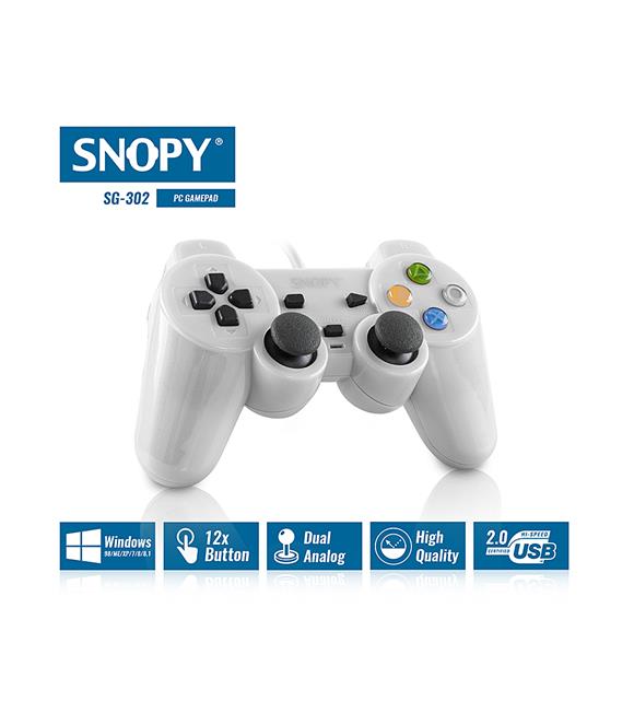Snopy SG-302 Beyaz USB 1.8m Kablo Joypad