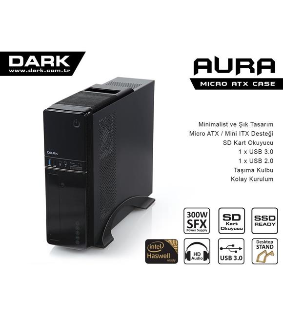 Dark Aura 300W USB3.0, Kart Okuyuculu,MicroATX - Mini ITX Kasa