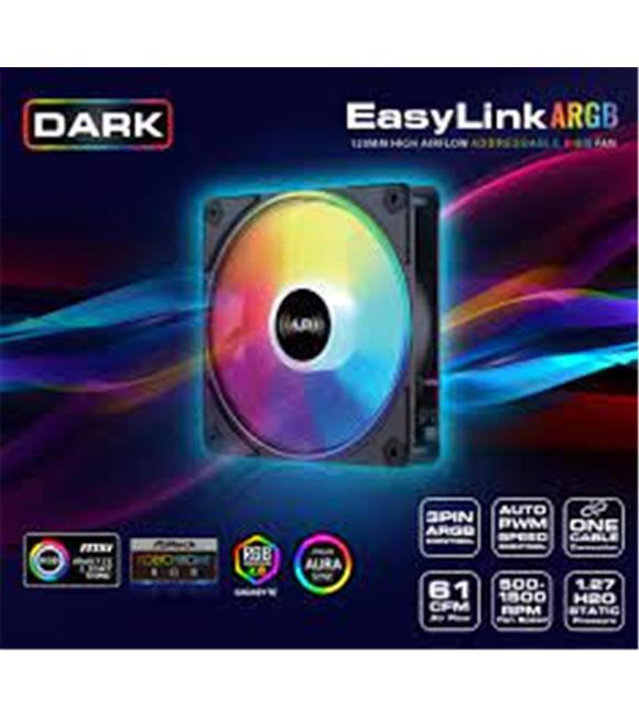 Dark DKCF1200A Easylink Siyah Addressable RGB 1X12cm Fan siyah