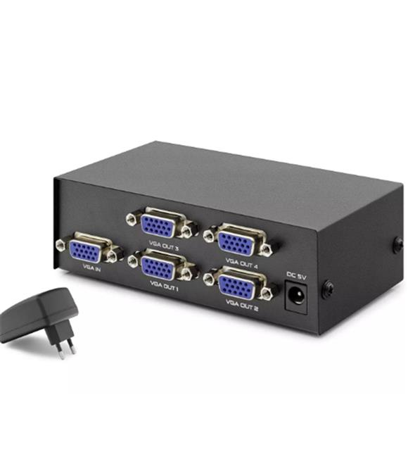 Hadron Hdx1278 4 Port Vga Splitter 200Mhz 1-In 4-Out Siyah