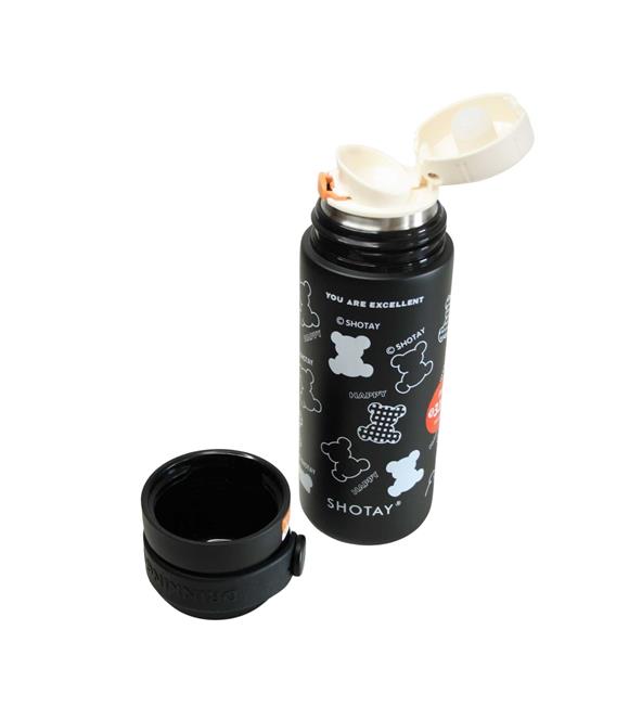 Shotay ST-8188 480ml Desenli Siyah Çelik Termos