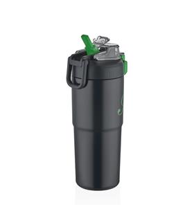 Shotay ST-8133 Çift Kullanım Pipetli/Rahat İçim Siyah 750ml Çelik Matara