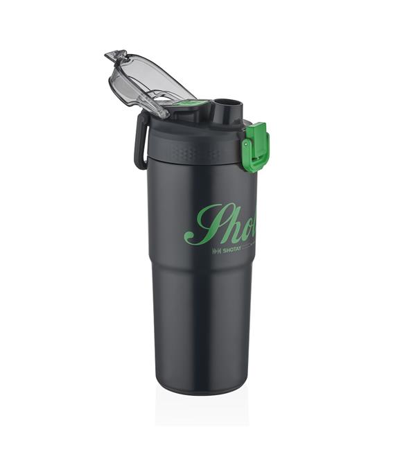 Shotay ST-8133 Çift Kullanım Pipetli/Rahat İçim Siyah 750ml Çelik Matara