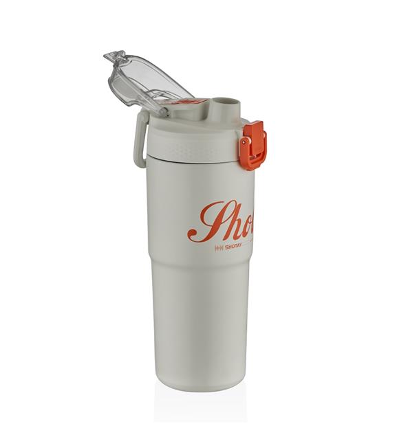 Shotay ST-8133 Çift Kullanım Pipetli/Rahat İçim Beyaz 750ml Çelik Matara