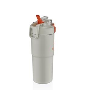 Shotay ST-8133 Çift Kullanım Pipetli/Rahat İçim Beyaz 750ml Çelik Matara