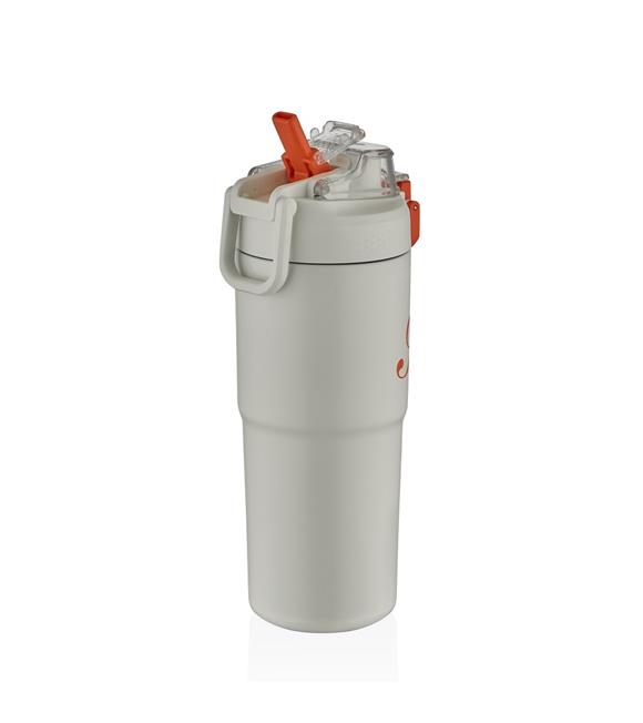 Shotay ST-8133 Çift Kullanım Pipetli/Rahat İçim Beyaz 750ml Çelik Matara
